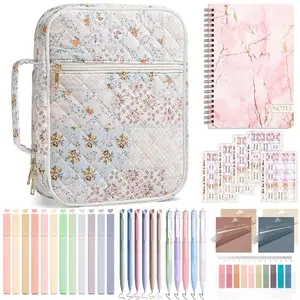 Bible Cover Case for Women Large Bible Bag, Bible Study Supplies Journaling Kit Stationery Quilted Church Bag with Handle, Puffer Carrying Case w/Tabs Accessories Easter Mothers Day Christian Gifts for Women Mom
