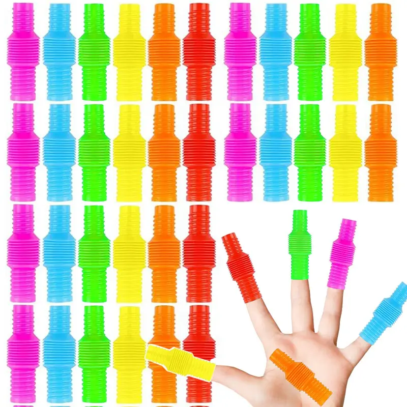 Unisex Rainbow Mini Pop Tubes Fidget Toys (10-20PCS, 10pcs--colour Option) - Plastic Bellow Pipes, Antistress Reliever, No-Risk Kids' Children Development Learning Sensory Activity Gift