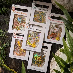 240 Pieces Gold Foil Botanical Stickers with Clear Background,Holographic Flower Eucalyptus Scrapbooking Sticker Floral Decals for Journaling Bullet Journal Planner Card Making DIY Crafts