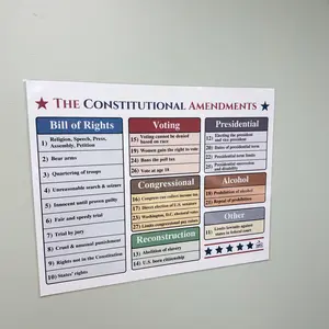 Constitutional Amendments Laminated Poster | Bill of Rights Anchor Chart | Social Studies Classroom Decor