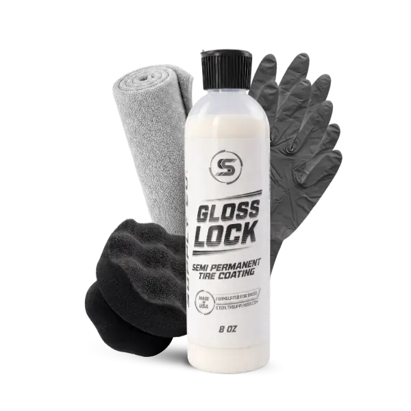 Stealth Supply Gloss Lock Tire Coating - Non-Slinging Semi-Permanent Protection Against UV Rays, Road Grime, Dust, Brake Dust & Contaminants