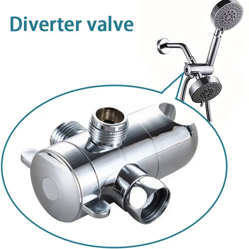 3-Way G1/2 Shower Diverter Valve, 20mm Diameter, Universal Shower System Replacement, Hand Held Showerhead Compatible, Easy Installation, Water Diverter