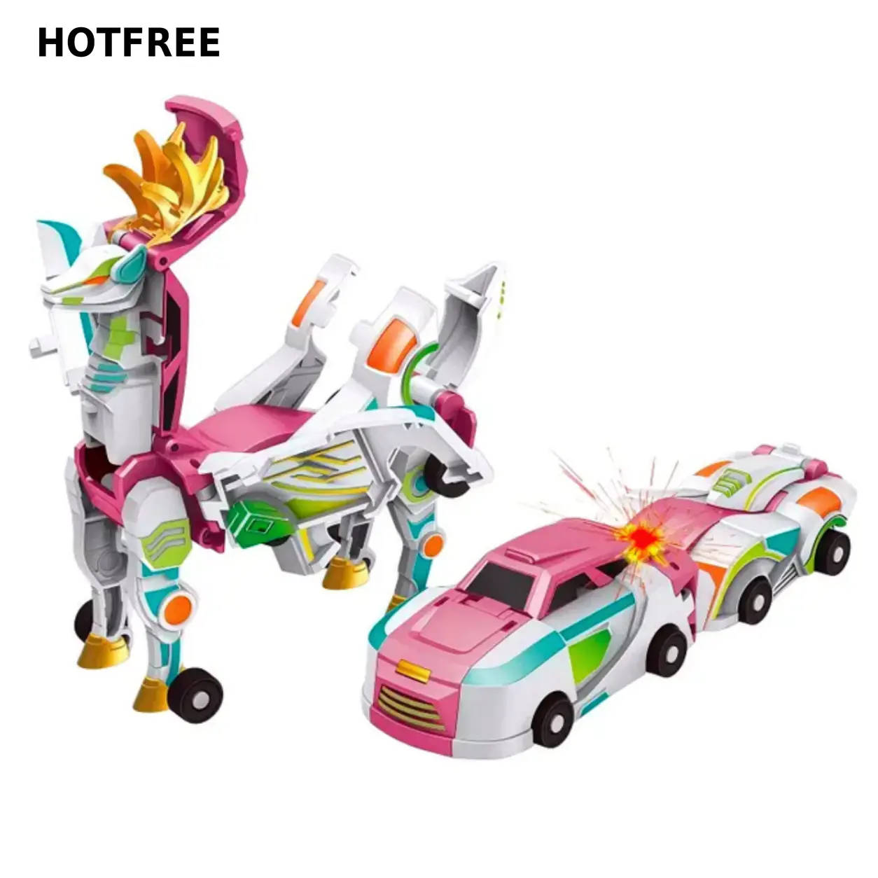 Hotfree Dinosaur Transformer Car Toy, Magnetic Cars Transform into Dinosaurs Flying Dragon, Fun Collision Transforming Car Toys, Christmas Birthday Gift for Kids Boys Girls
