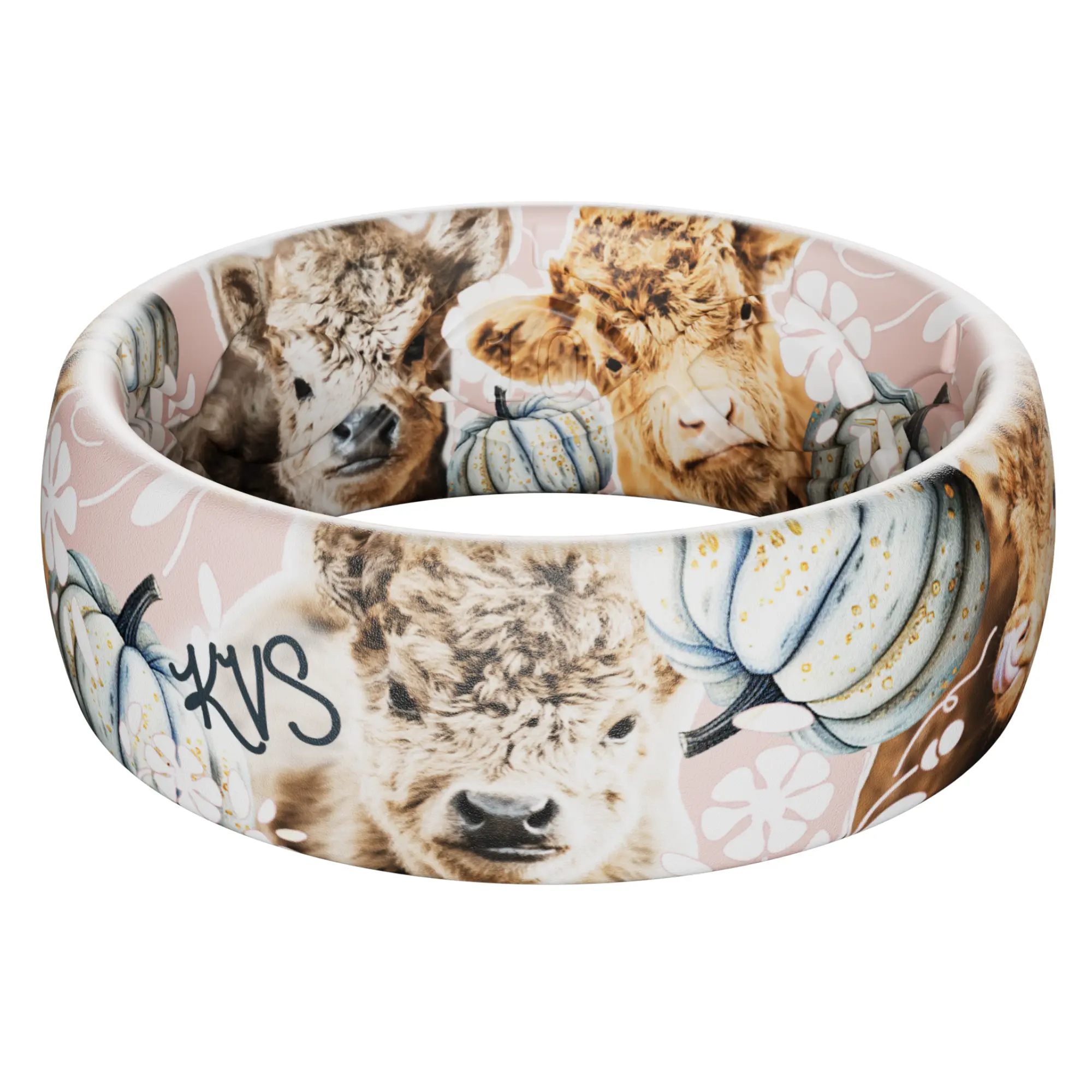 Groove Life Katie Van Slyke Ring, Breathable Women's Silicone Wedding Band, Outdoor-Inspired Patterned Rings, Flexible Rubber Band, Safe Breakaway Design Built for Work, Gym, Travel & Everyday Wear, Posie & Pumpkin Ring