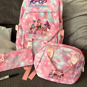 Korean Pop Music Demon Hunter Anime Backpack Set, Cute Versatile Backpack, School Backpacks, Durable Design for Students and Fans, Fashion Book Bag Accessories