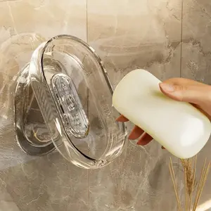 High-end, luxurious and exquisite household soap box with no drilling holes. Large size, with excellent drainage and washing soap wall hanging feature.