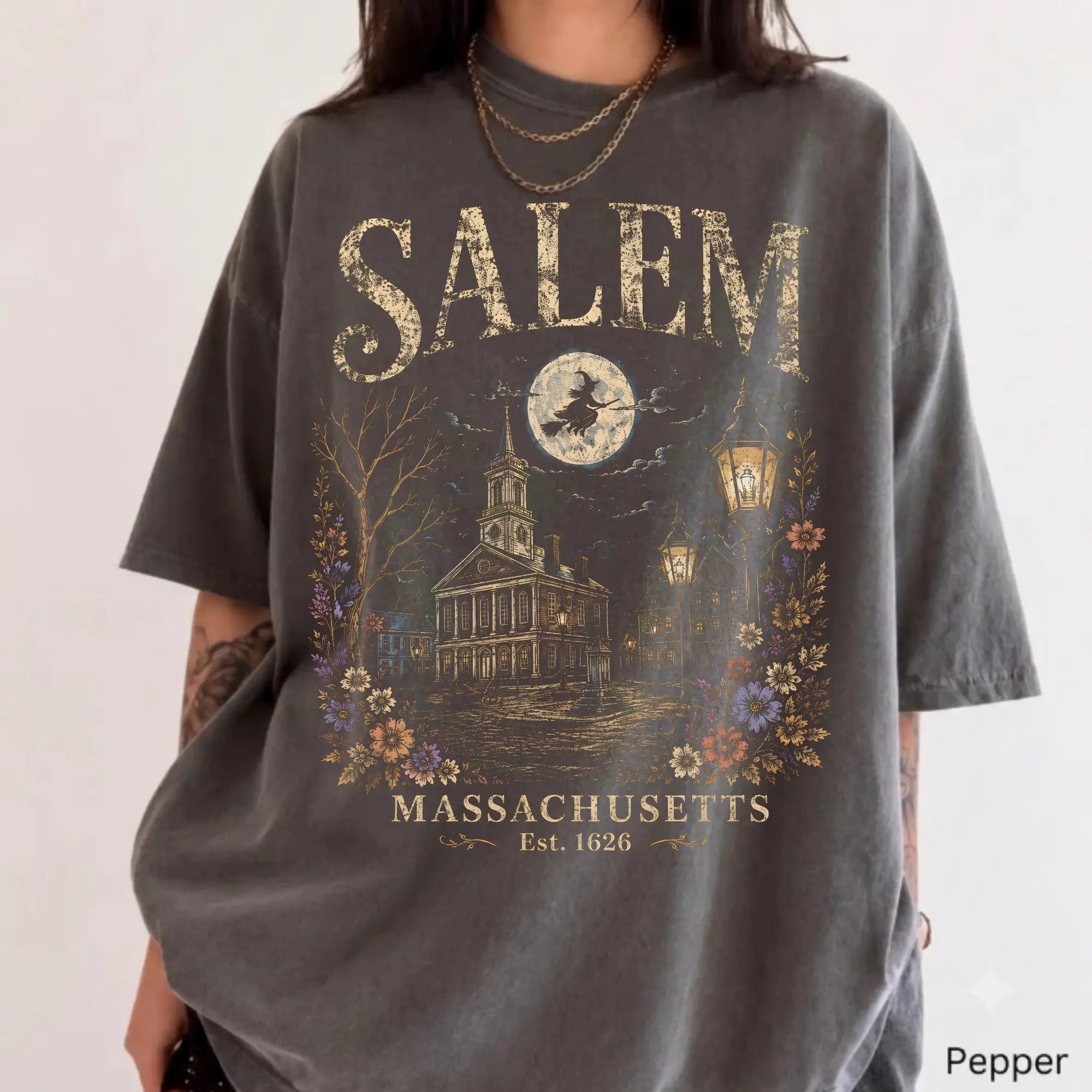 Comfort Colors Salem Massachusetts T-Shirt, Vintage Witch City Halloween Graphic Tee, Retro Salem Witch Shirt, Spooky Fall Womenswear, Gothic Halloween Apparel