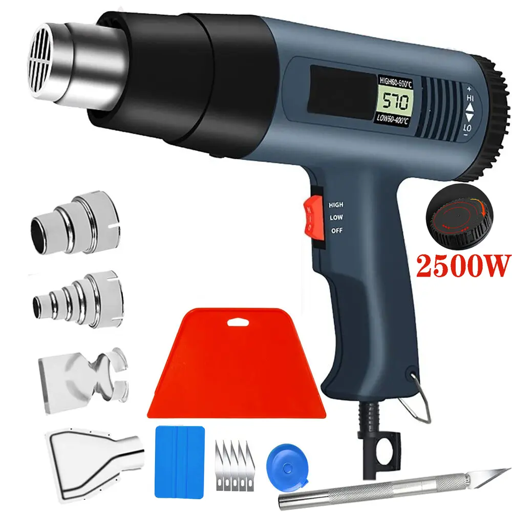 Heat Gun Set for Vinyl Wrap, Car Wrap Kit , Window Tint, Include Heat Gun, Plastic Felt Squeegees,Scraper Tool Kits for Car Film Installation,DIY Craft Embossing Shrink Wrapping,Crafts,Shrinking PVC,Stripping Paint