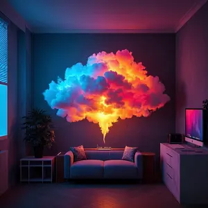 Thunder Cloud LED Light,Lightning Cloud Colorful Atmosphere Night Light, Modern Mood Lighting,DlY Creative Cloud Lights Gaming Room Garage Club Bar dj Party Light, Clouds Light- 13.12 Feet (157.48 Inches)
