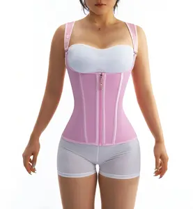 Waist Trainer for Women for Tummy Control Sports, Workout Hourglass Vest Waist Cincher with Adjustable Shoulder Strap Grey Soft