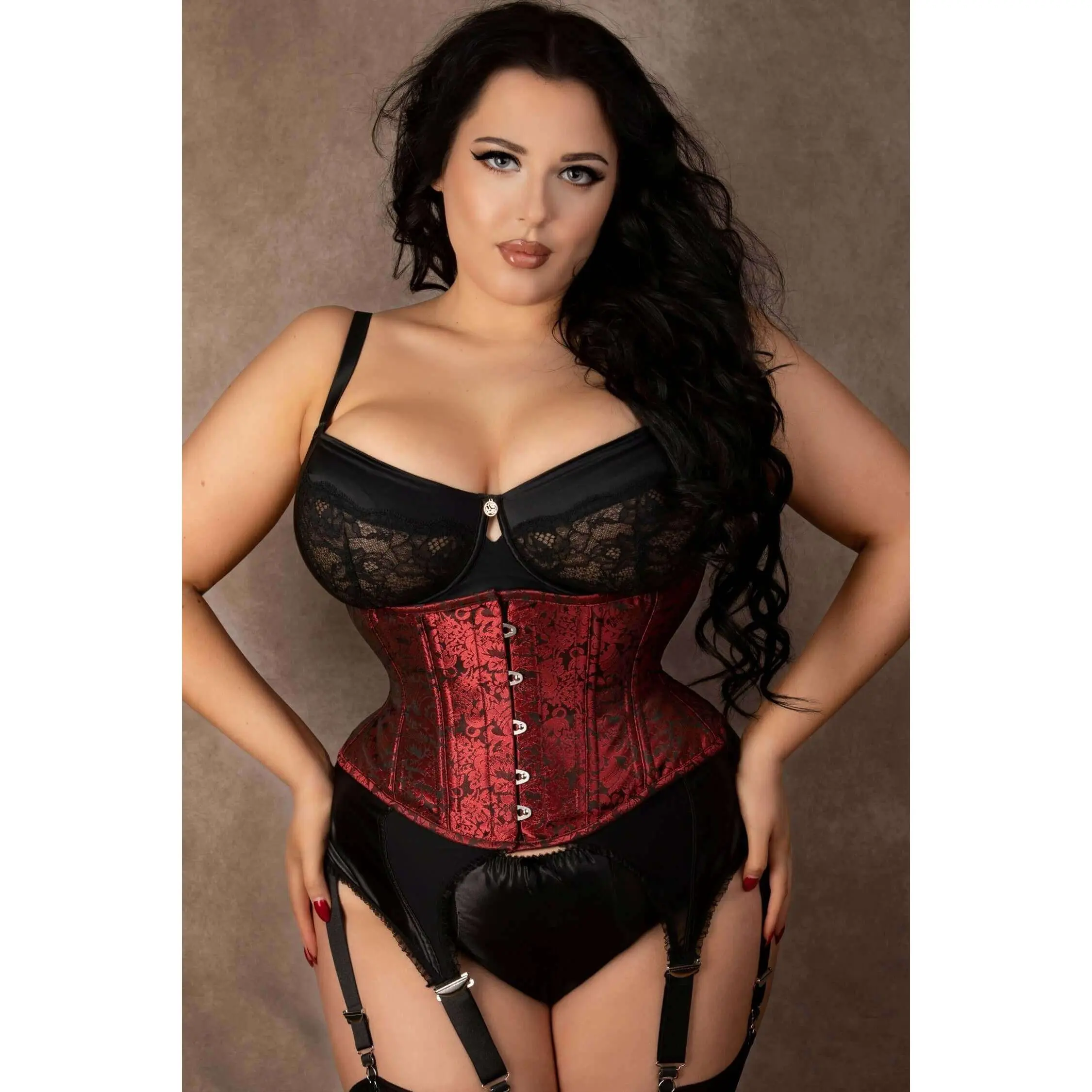 Plus Size Crimson Polly Hourglass Silhouette Waist Training Waspie Corset