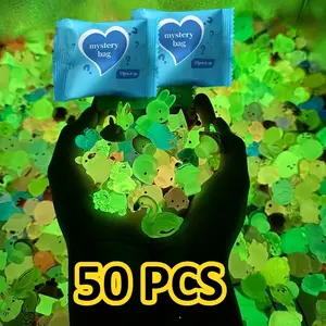 50 Mini Glowing Animals Resin Models, Surprise Mystery Bag Toys, Fairy Garden Decor, Garden Gnomes, Birthday Party Gift, DIY Crafts, Decoration