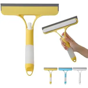 3-in-1 Spray Squeegee Cleaner with Built-In Spray Bottle, Window Cleaning Tool for Car Home Kitchen (Yellow)
