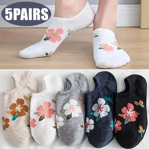 5 pairs of women's no show boat socks low cut invisible breathable design flat sole lightweight ankle length ideal for sneakers loafers casual shoes stays hidden all day fresh comfort