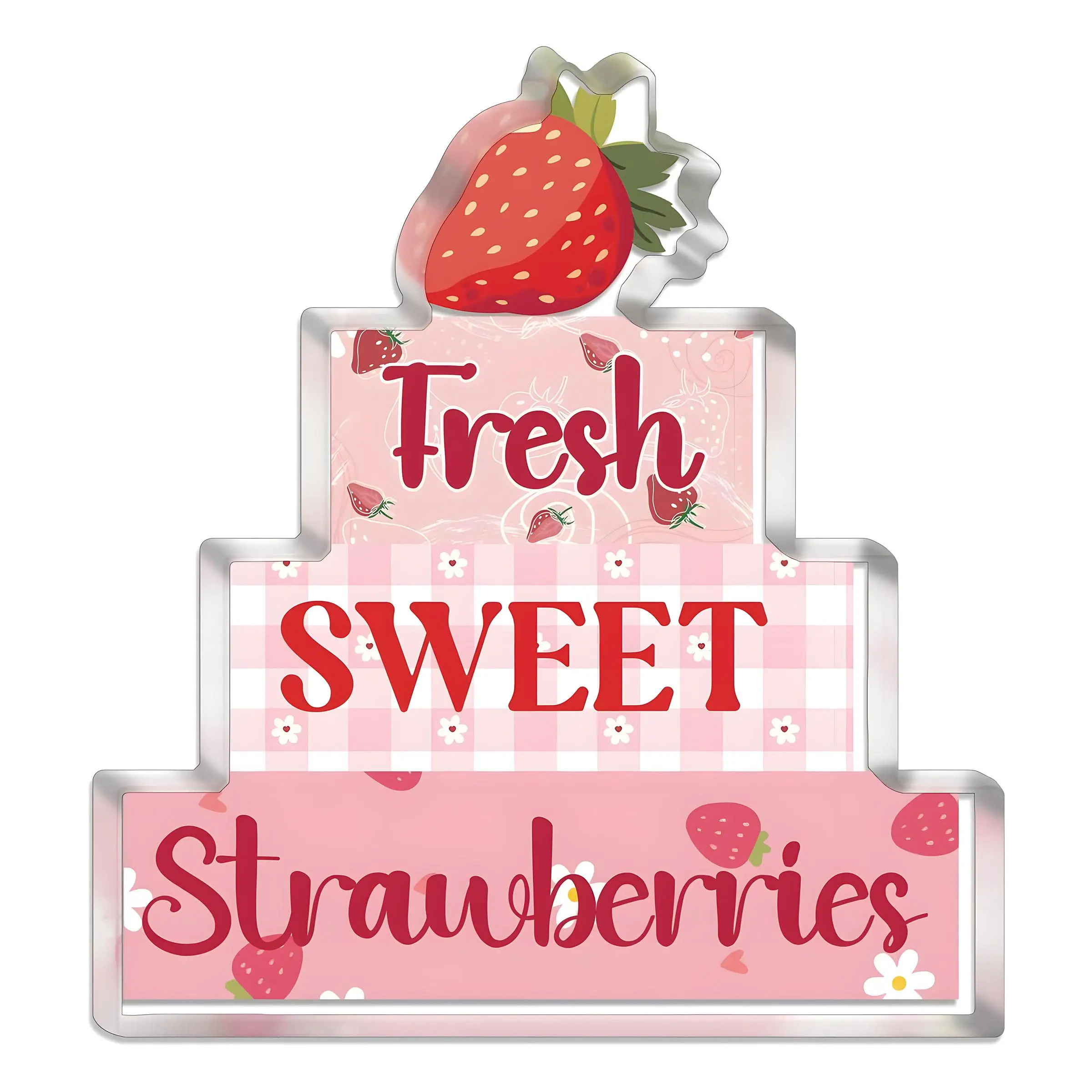 Acrylic Strawberry Decor Sign, Signage, Charming Tabletop Decoration for Summer, Ideal Gift for Kitchen, Bathroom, Office and Home, Home Decor Products, Acrylic Desktop Decoration, Acrylic Plaque Sign