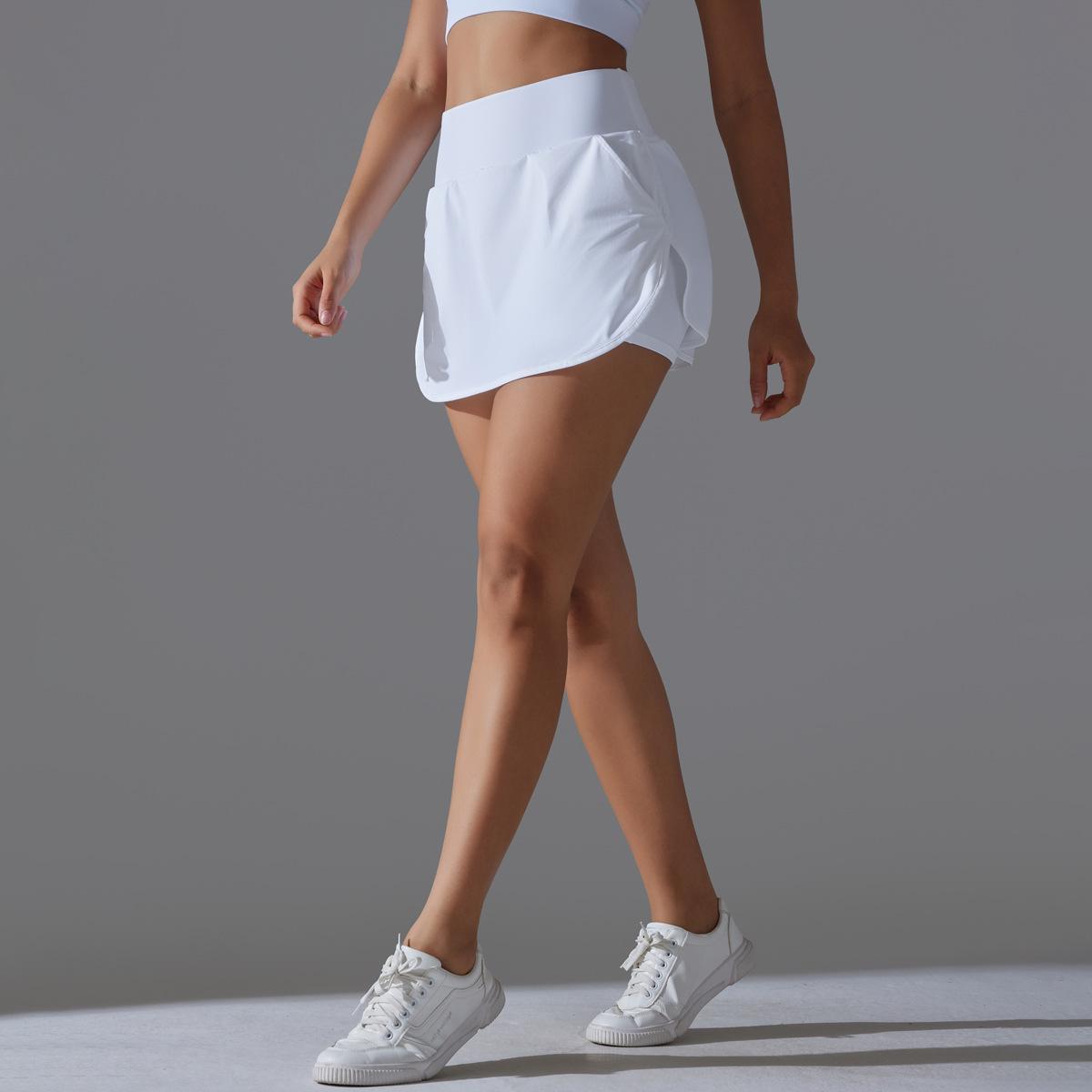 Women's High Waisted Active Performance Skort - Solid Color Navy Blue Tennis Skort with Pockets, Built-in Shorts for Gym Workouts, Running - Multi-Size Sporty Short Skirt