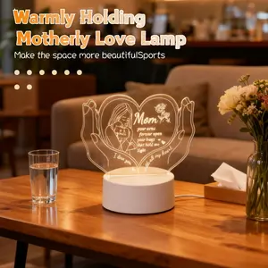 Creative 3D Hand-Held Mother Love Night Light, Unique Carved Small Night Lamp, Switch Control Warm Lighting, Birthday Gift for Mom