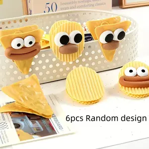 6pcs Cute Cartoon Chip Shape Sealing Clips, Reusable Kitchen Storage Bags, Snack Bags, Food Grade Safe Packaging Solution, Kitchen Accessories
