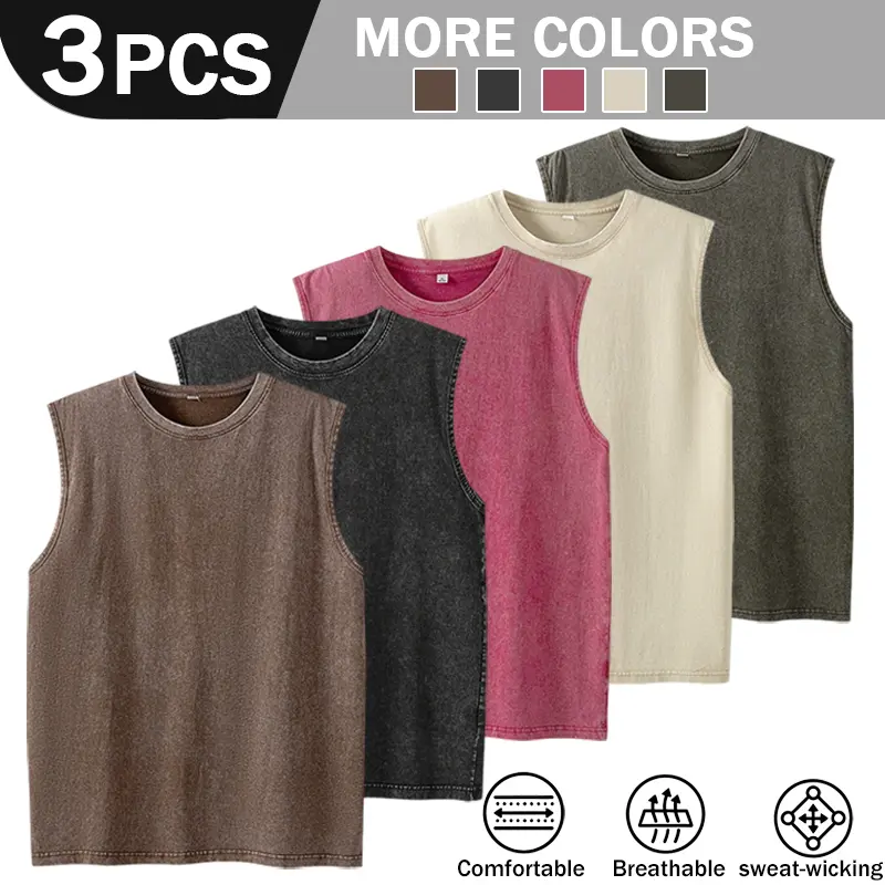 SummerVibes men's summer new washed and worn vest men's loose, fashionable, casual and versatile vest