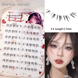 No Glue Under Eyelashes Cluster -Lower Lashes, Natural Volume,Segment Lashes, Easy Apply for Beginners, Anime Eye Lashes,Easy To Remove,4-8mm