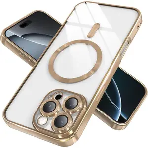 Magnetic Clear Phone Case for iPhone 17/16/15/14/13/12/11ProMax Pro Plus Series, Upgraded Full Camera Protection, Compatible with MagSafe, Anti-Yellowing & Shockproof Soft TPU Protective Cover