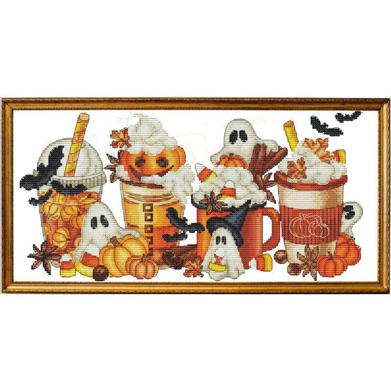 Halloween Coffees - PDF Cross Stitch Pattern