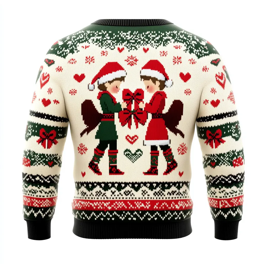 Spread Holiday Cheer with Cupid & Santa Ugly Christmas Sweater - Funny, Family & Group Festive Wear, Perfect Gift for Men, Women & Kids