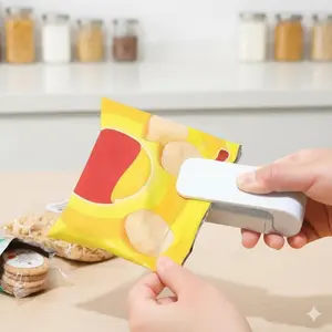 Portable Hand Press Food Bag Sealer, Easy One-Step Operation for Snacks Chips Nuts Coffee Beans. Leakproof Moistureproof Freshness Keeper, Essential Food Storage Tool with Food-Grade Seal.