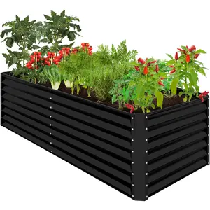 Best Choice Products 8x4x2ft Outdoor Metal Raised Garden Bed, Planter Box for Vegetables, Flowers, Herbs