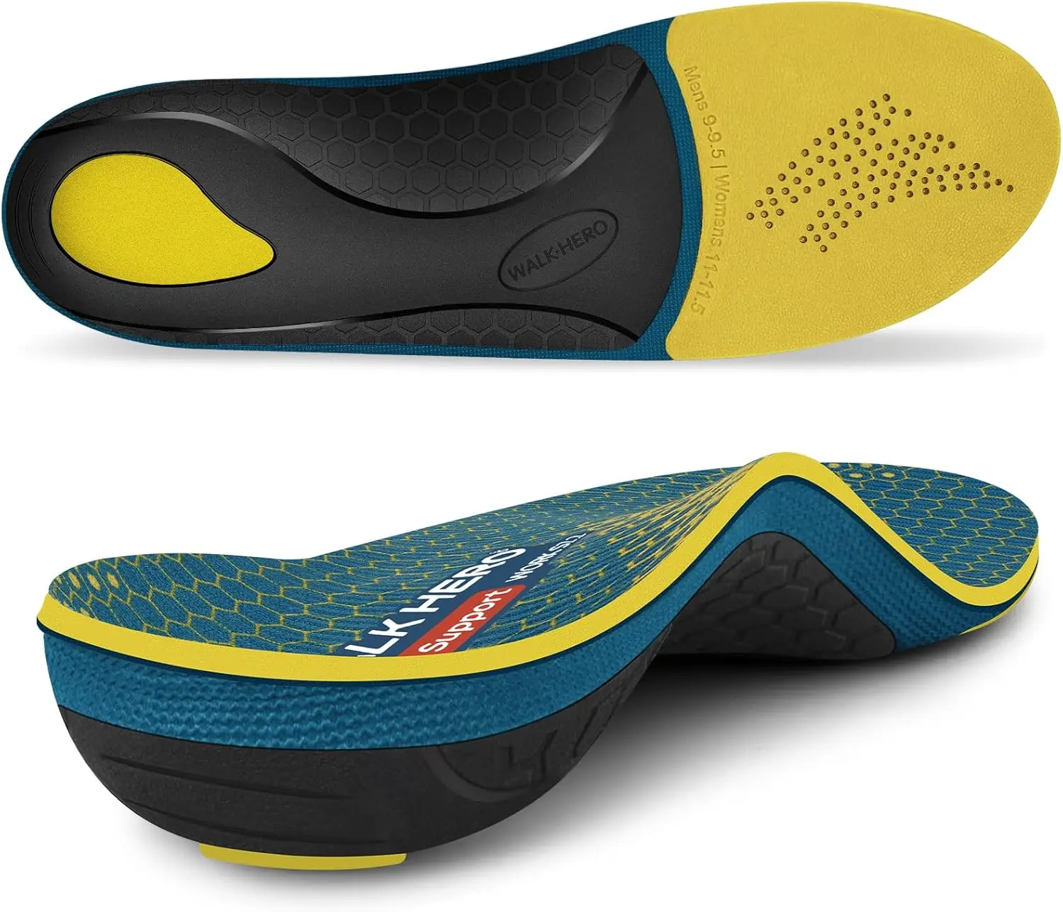 Walkhero Arch Support Inserts for Men & Women - Plantar Fasciitis Insoles with Max Cushion, Orthotics for Heel Pain Relief, Work Boots, Standing All Day sohochic