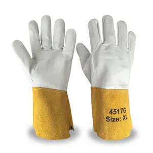 Grain Cowhide MIG Welder's Glove with 4" Split Cowhide Gauntlet Cuff - Durable and Comfortable Leather Gloves for Welding and Material Handling