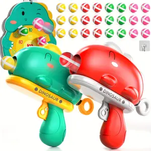 Interactive Dinosaur Ball Shooting Play Toy Set with Sticky Balls and Dart Board for Indoor Outdoor Backyard Playroom Wall Target Practice Birthday Holiday Toy Gifts