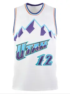 Men's 12 Vintage Basketball Jersey, Embroidery Sports Uniform, Casual Short Sleeve Vest, Loose Fit, All Season Wear