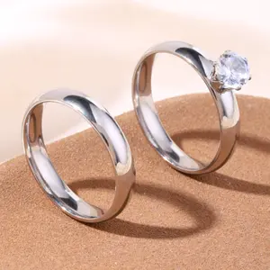 Set of 2 simple decorative stone rings for couples, for couples to wear every day, go to parties and give as gifts