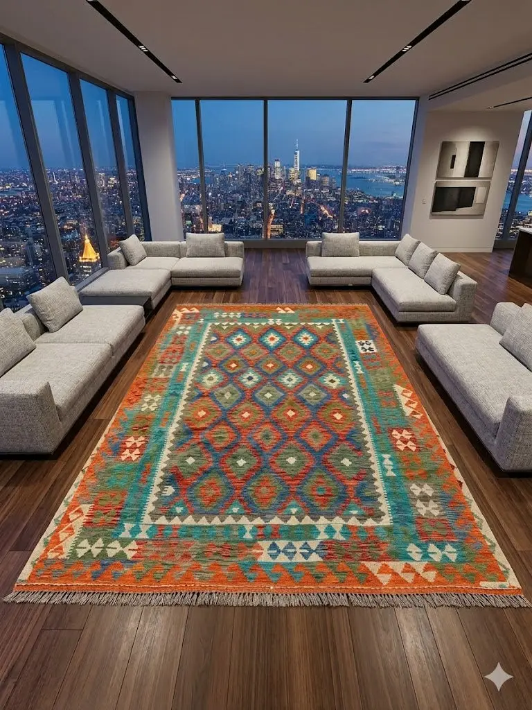Handwoven Tribal Rug – Uzbek, Ghazni wool, 6′9″ × 9′9″