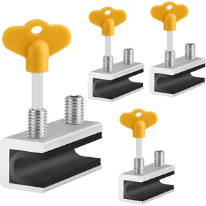 4 Sets Sliding Security Window Locks with Key for Vertical & Horizontal Sliding Windows and Sliding Doors, Adjustable Security Window Stoppers for Patio Bedroom Home and Office