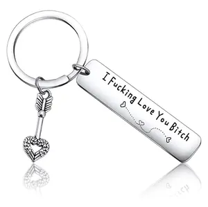 Best Friend Keychain for Women, Stainless Steel Key Chain Engrave I Fking Love You Bith Birthday Christmas Friendship Gift for Bestie Best Friends Female Bff