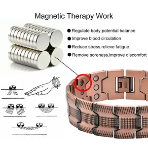 Men's pure copper magnetic bracelet, elegant 3-row ultra strong magnetic design, equipped with 3500 Gauss magnet, anti allergic, sturdy and durable. Arthritis copper magnetic bracelet is a daily wear and activity Christmas jewelry gift