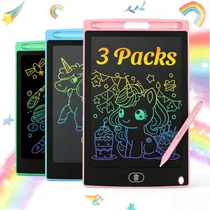Kids LCD Writing Tablet 3 Pack, 8.5 Inch Color Doodle Board, Reusable Electronic Drawing Pad with Lock & Erase Button, Portable Travel Toy for Boys Girls, Ideal Birthday & Holiday Gift