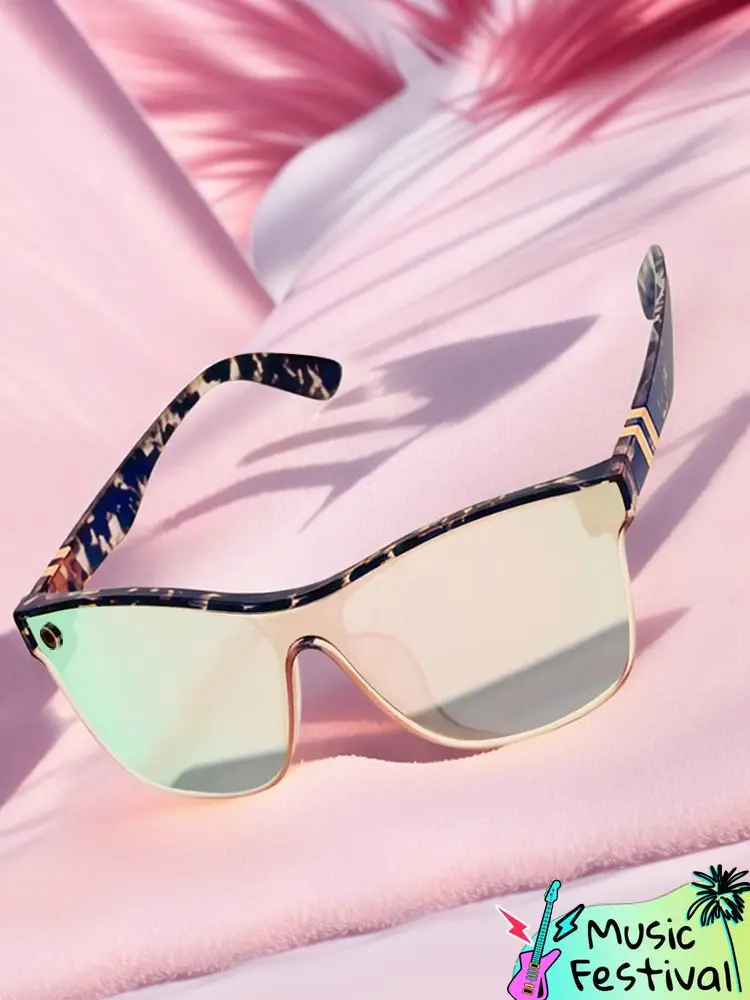 Tortoise Shell Pattern Flat Top Sunglasses for Women, Sun Protection Sunglasses for Men, Trends 2025 for Outdoor Activities Back To School Fall Street