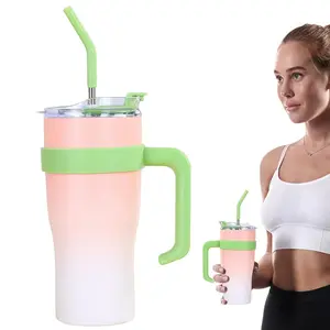 LMMAKE 40oz Stainless Steel Insulated Tumbler with Handle, Lid and Straw - Drinkware for Water, Ice Coffee, Travel Use cup