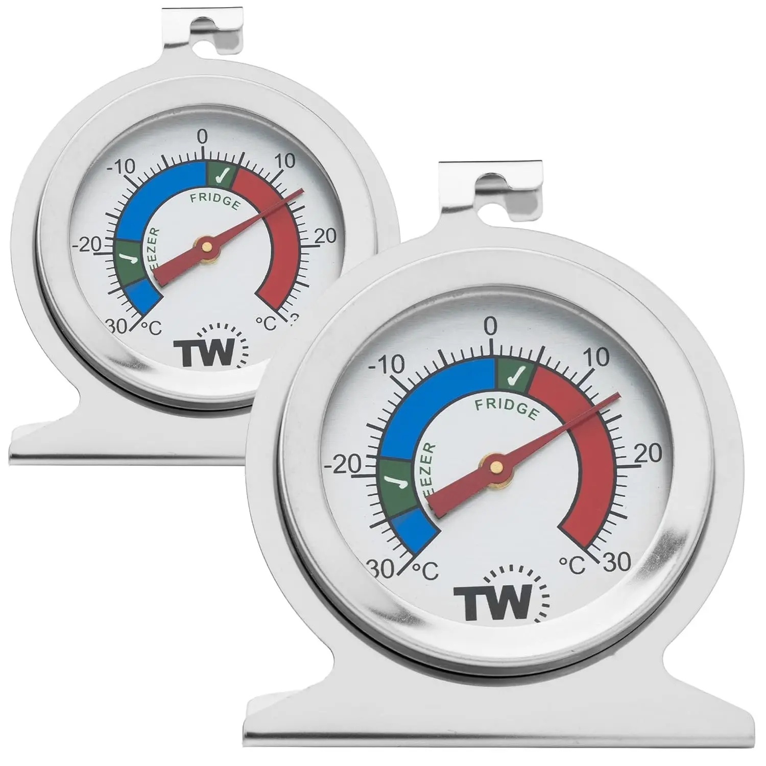 Fridge Freezer Thermometer Twin Pack for Monitoring Refrigerator Temperature Stainless Steel Freezer and Fridge Temperature Thermometer Pack | Stainless Steel Freezer and Fridge Temperature Thermometer Pack