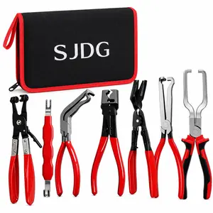 7PCS Hose Clamp Pliers Set – Spring Band, Swivel, Angled, Slim, Wide-Jaw, Automotive Radiator, Heater, Fuel, Vacuum Hose Removal Tools Kit with Carrying Case for Garage & DIY