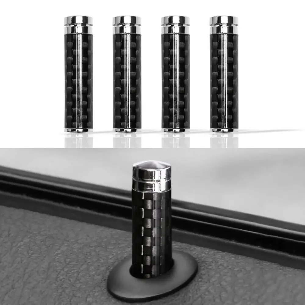Car Door Lock Knob, Carbon Fiber Door Lock Bolt Pin Cover Stick Set for Vehicle Door Pull Pins and Door Bolt, Truck Pickup Interior Accessories
