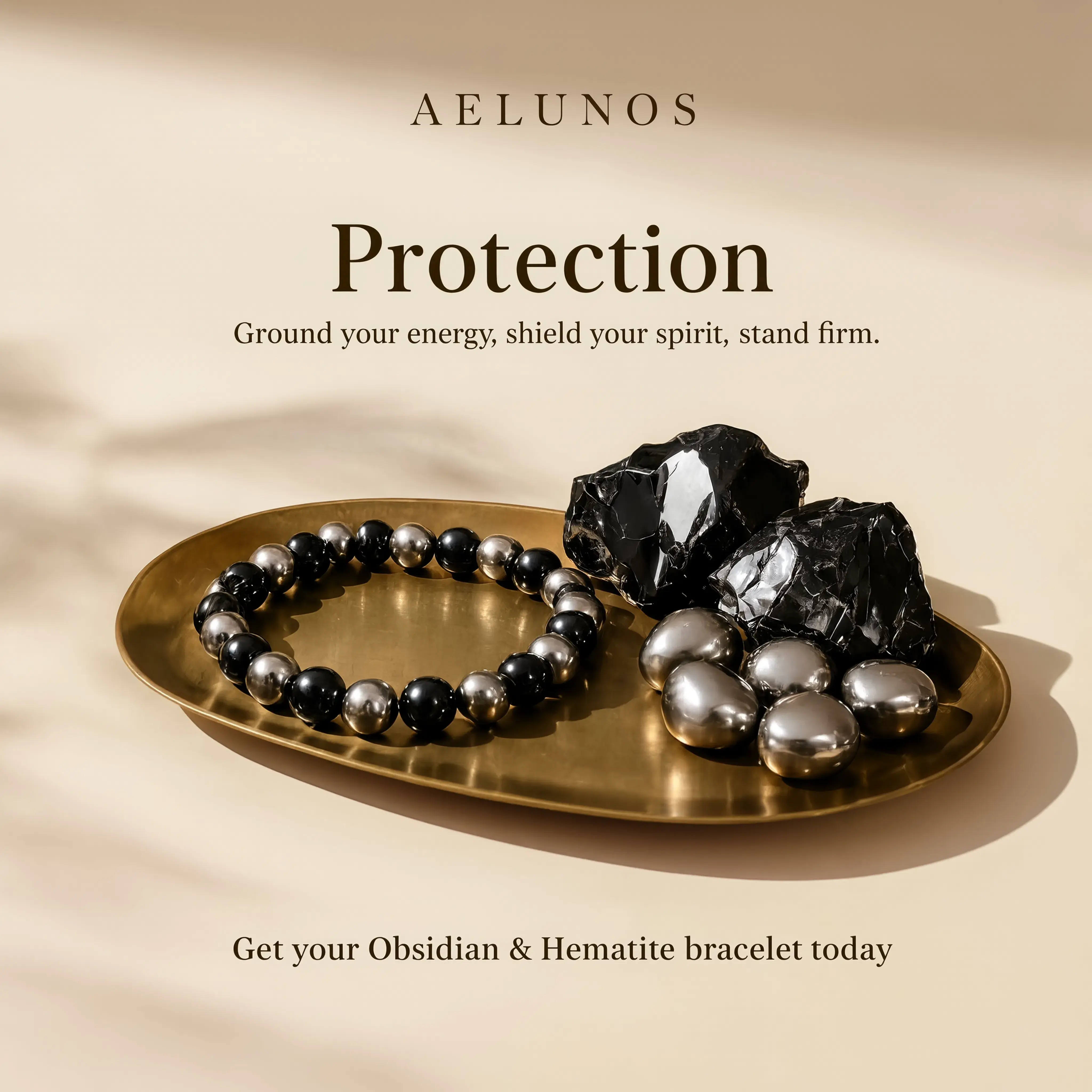 AELUNOS 8mm Unisex Natural Stone Protection Crystal Stretch Bracelet - Blue Fire Agate/Obsidian with Hematite, Stretch Fit, for Clarity, Grounding, Everyday Wear, Gift (2 Styles)