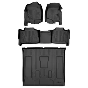 SMARTLINER 3 Rows Custom Fit Floor Liners Compatible with 2007 - 2010 Chevrolet Tahoe 8 Passenger (Gasoline | Trimline for 1st Row Bench Seats |Trimline for vehicles with 3rd Row)