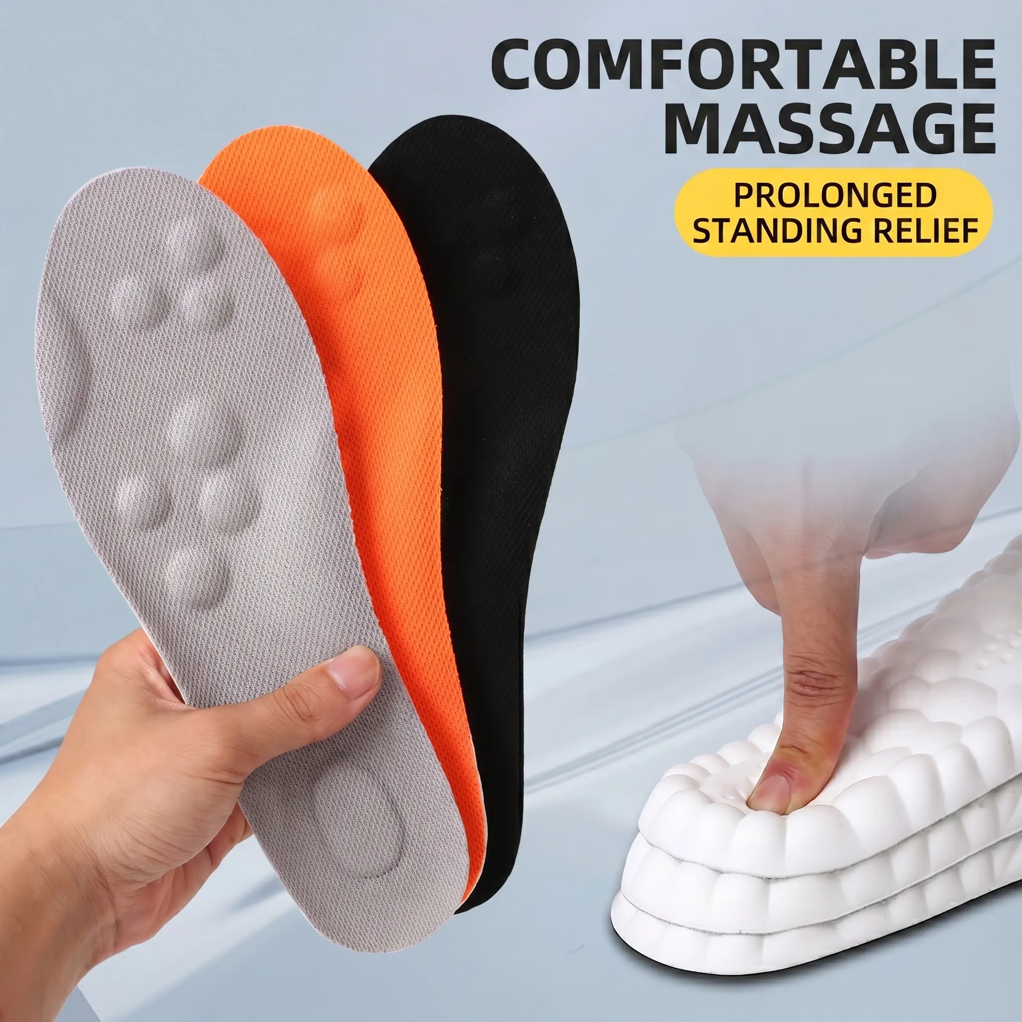 Acupressure Massage Sports Insoles - High Elasticity Shock Absorbing Shoe Inserts for Comfort & Cushioning