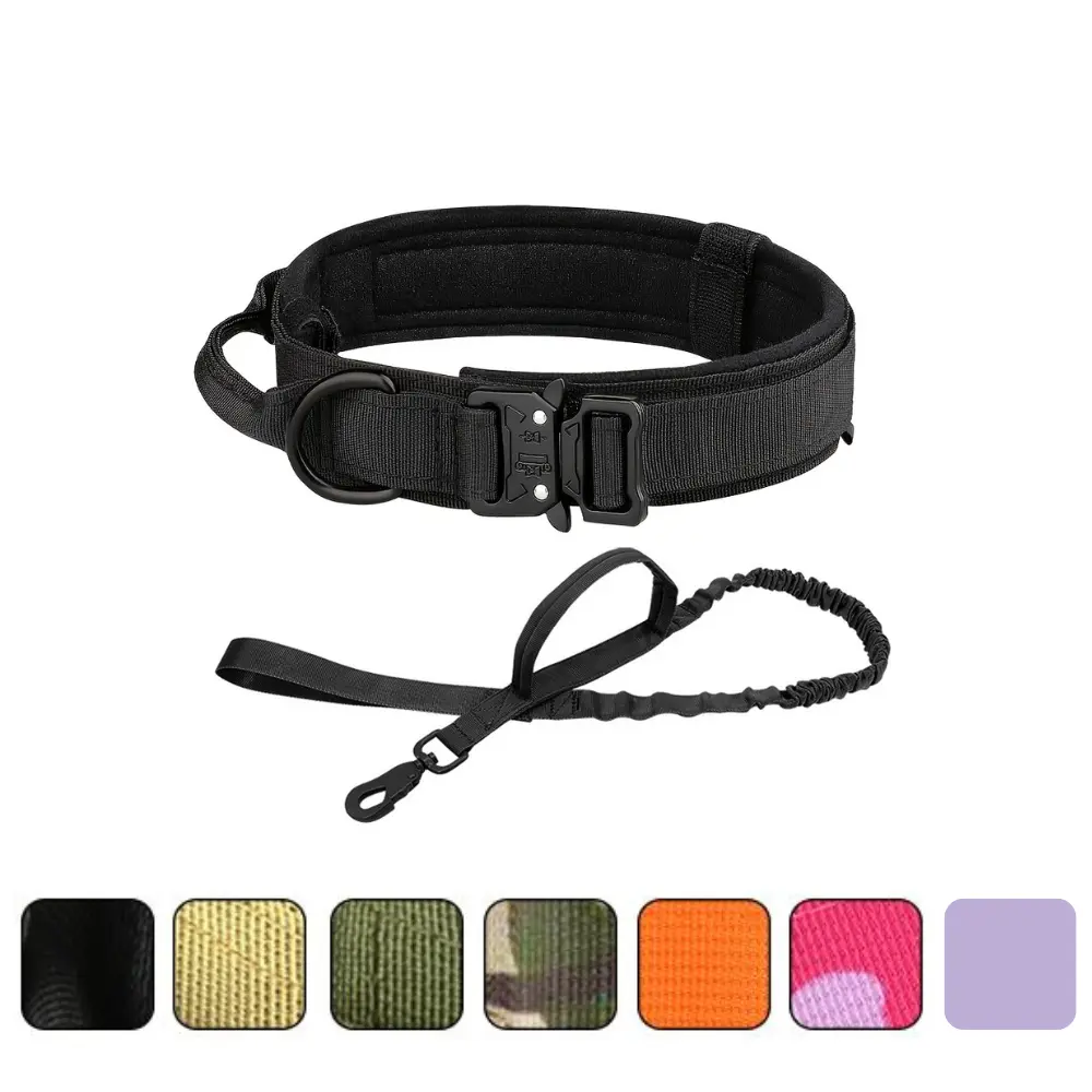 Dog Training Collar and Leash Set Adjustable Tactical Dog Collar Dog Leash Set #SummerWins #DealsForYouDays with Control Handle Heavy Duty Pet Lead Collar For Medium Large Dogs outdoorfun Durable Dog Accessories