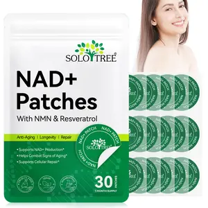 Solotree Nad+ Patch 30pcs, Contains Nmn & 500mg Resveratrol, Enriched with Vitamins, Waterproof & Sweatproof, Energy Boosting，30 Patches 1 Month Supply