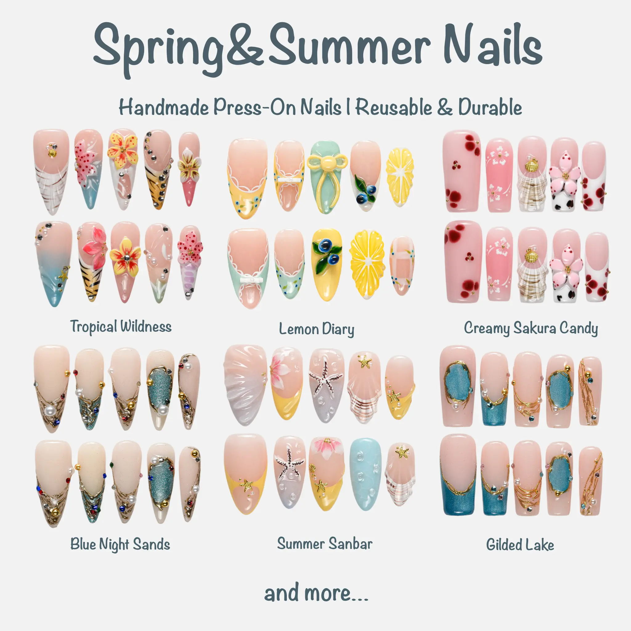 Voxinail Lab | Spring&Summer Nails Collection | Handmade Press-On Nails | Acrylic, Reusable, Long-Lasting